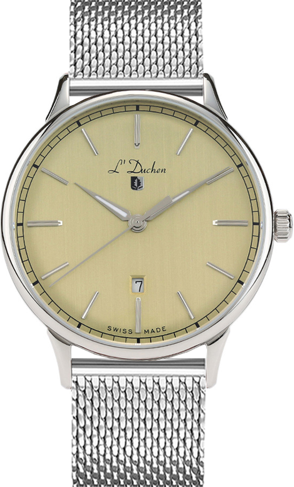 Мужские часы L`Duchen Vintage D 821.15.34 M, механизм кварцевый, циферблат бежевый, браслет нержавеющая сталь — Изображение 1